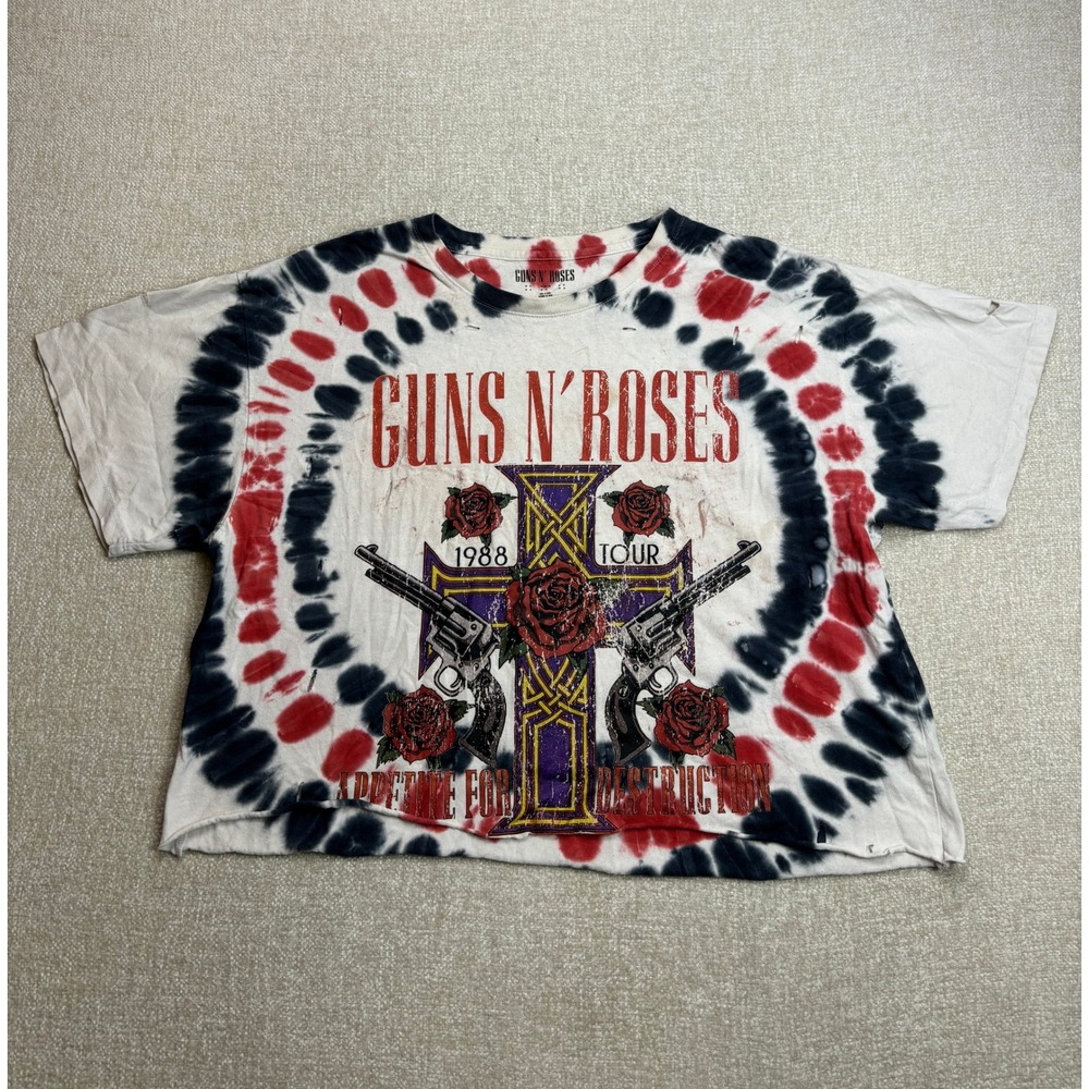 Guns N Roses 1988 Tour Appetite For Destruction Tie Dye Cropped T-Shirt 2X